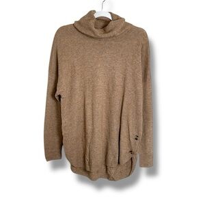 Madewell Crestland Side-Button Turtleneck Merino Wool Tunic Sweater Tan Size XL